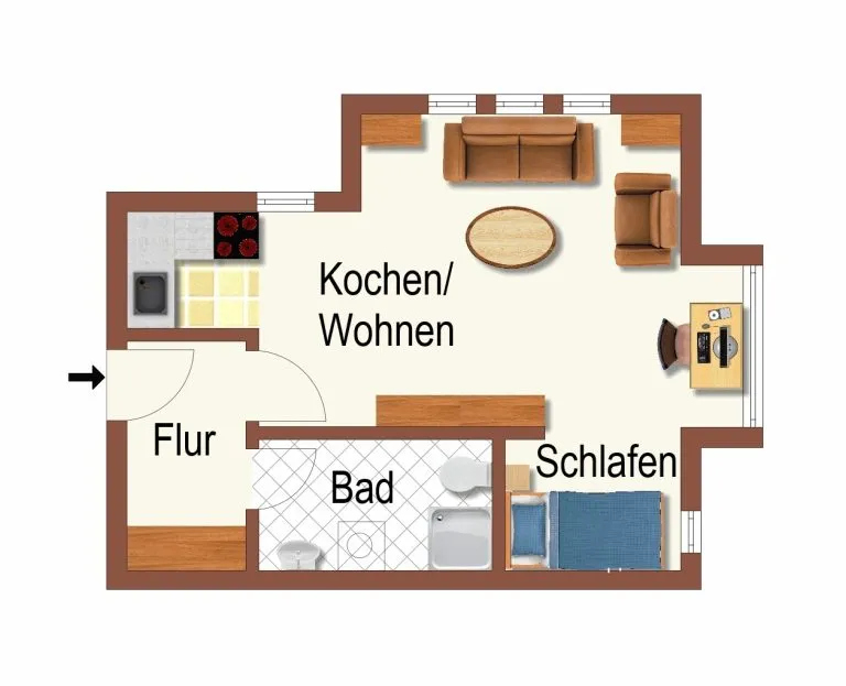 Immobilienangebot - Oldenburg - Wohnen - Ideale Kapitalanlage - vermietete 1-Zimmer-Wohnung im Wunderburgpark!