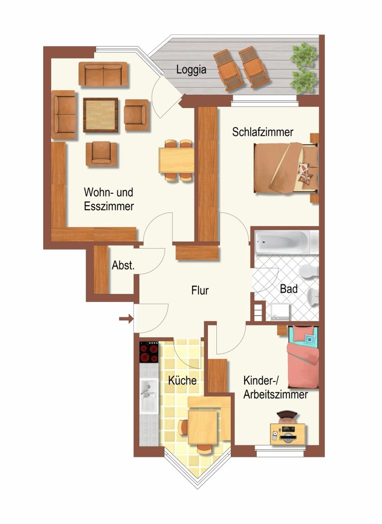 Immobilienangebot - Oldenburg - Wohnen - Viel Platz zum Wohlfühlen – helle 3-Zimmer-Wohnung mit großer Loggia in Osternburg!